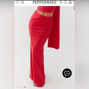 Peppermayo Exclusive - Josefina Satin Maxi Skirt - Rouge Red